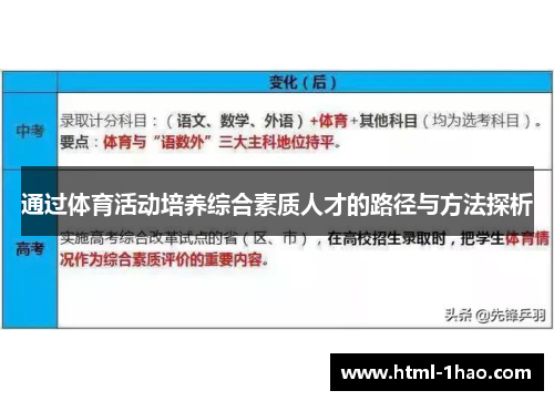 通过体育活动培养综合素质人才的路径与方法探析