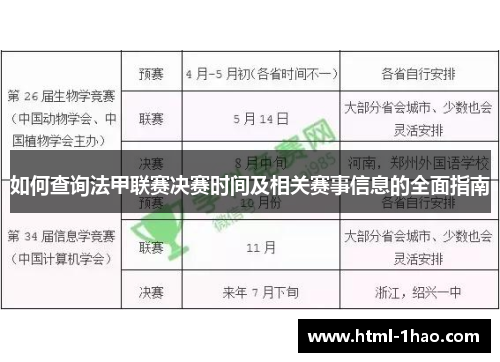 如何查询法甲联赛决赛时间及相关赛事信息的全面指南